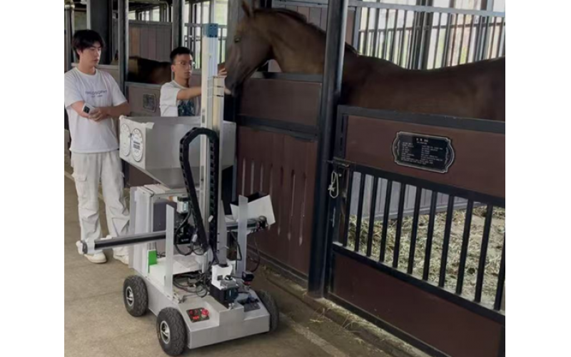 科技領(lǐng)“飼”：馬房智能飼喂機(jī)器人亮相汗血馬基地